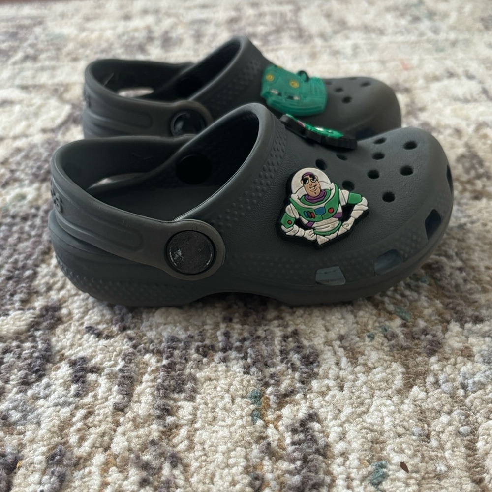 CROCS Kids Dark Gray Clogs with Character Charm